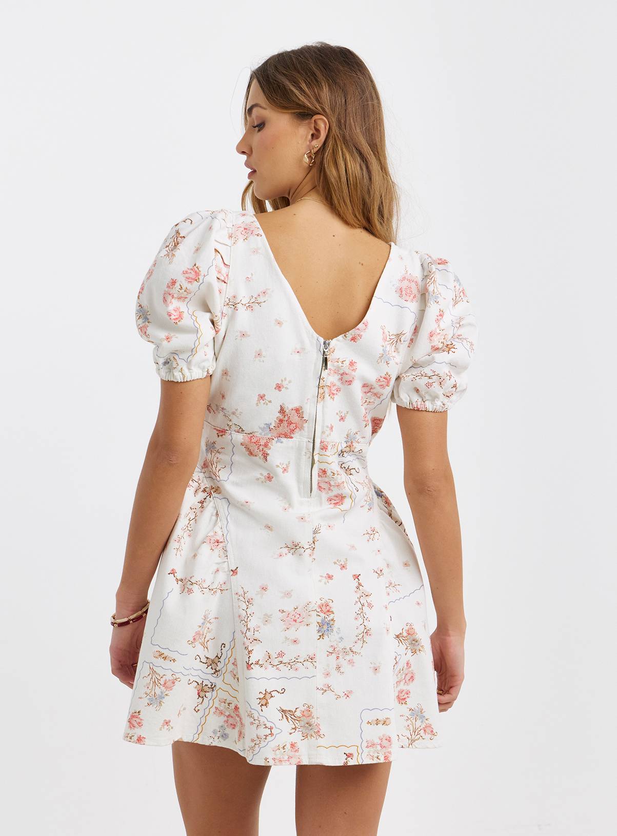 SIMPLY BE Romantic Print Mini Denim Dress 32 - Image 2
